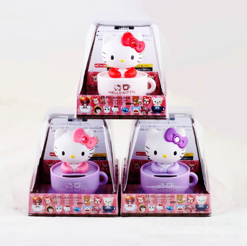 Hello Kitty Moving Head Solar Car Decoration Pink Red Purple Set Of 3 Ornaments