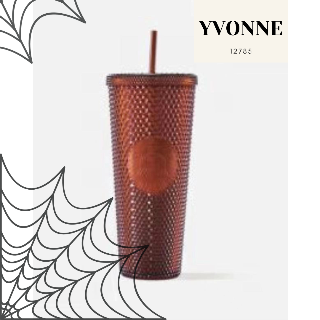 China 2022 Halloween Pumpkin Studded Plastic Straw Cup 24oz Tumbler