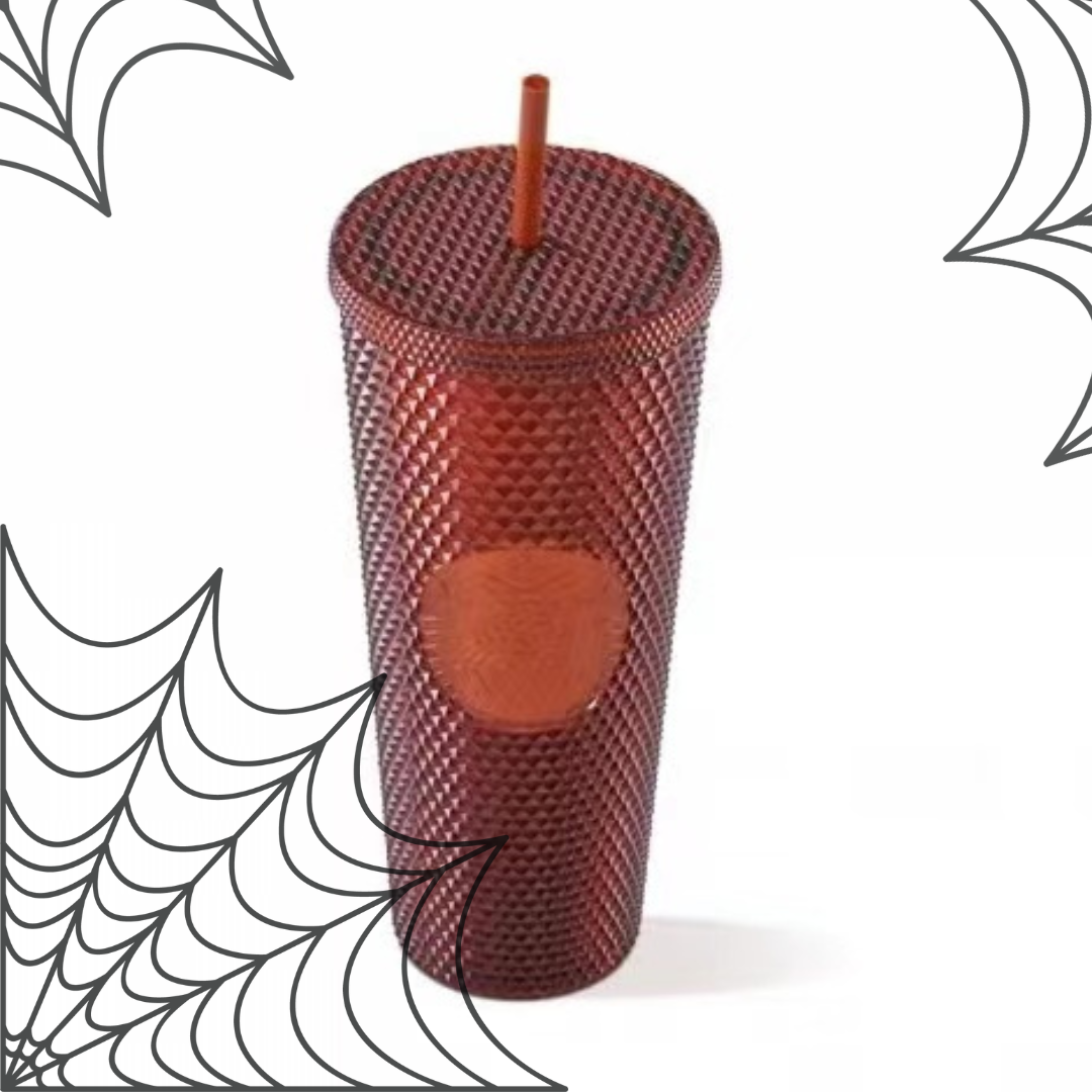 China 2022 Halloween Pumpkin Studded Plastic Straw Cup 24oz Tumbler