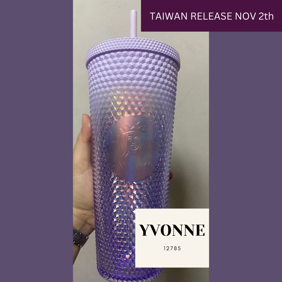 promotion Starbucks Taiwan purple matte straw studded cup 24oz