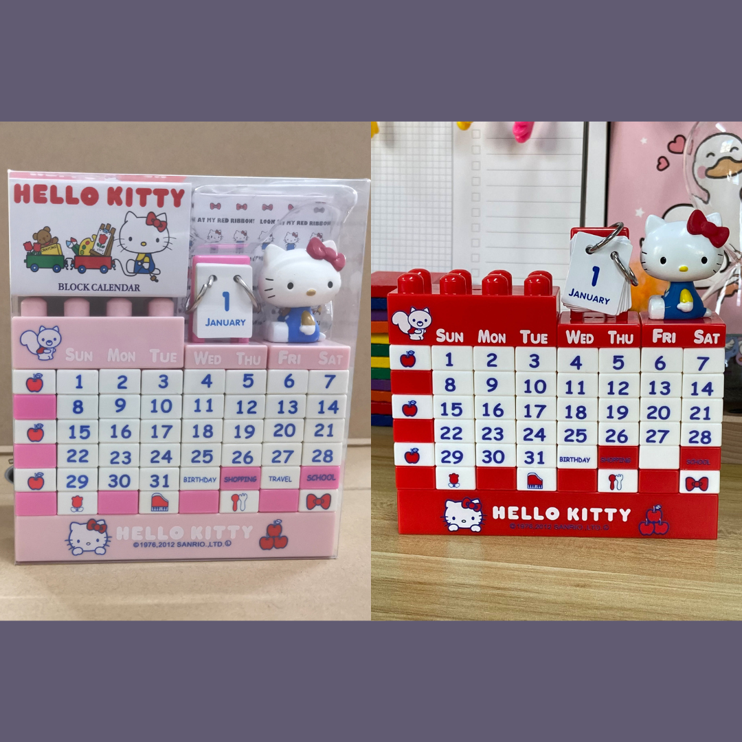 Hello Kitty Cute Three-Dimensional Desktop Calendar Pink / Red