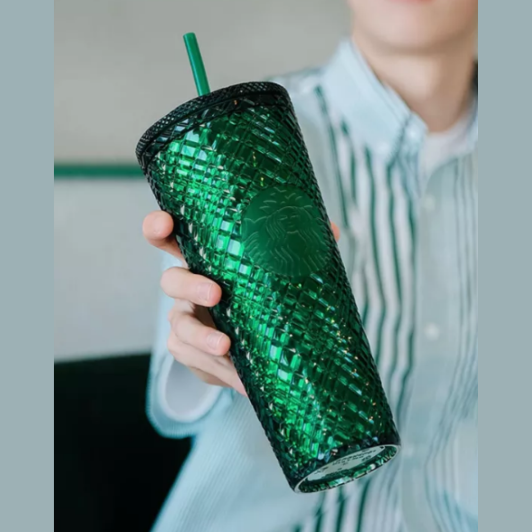 Starbucks 2022 China Autumn Green Jeweled Cup 24oz Plastic Straw Cup