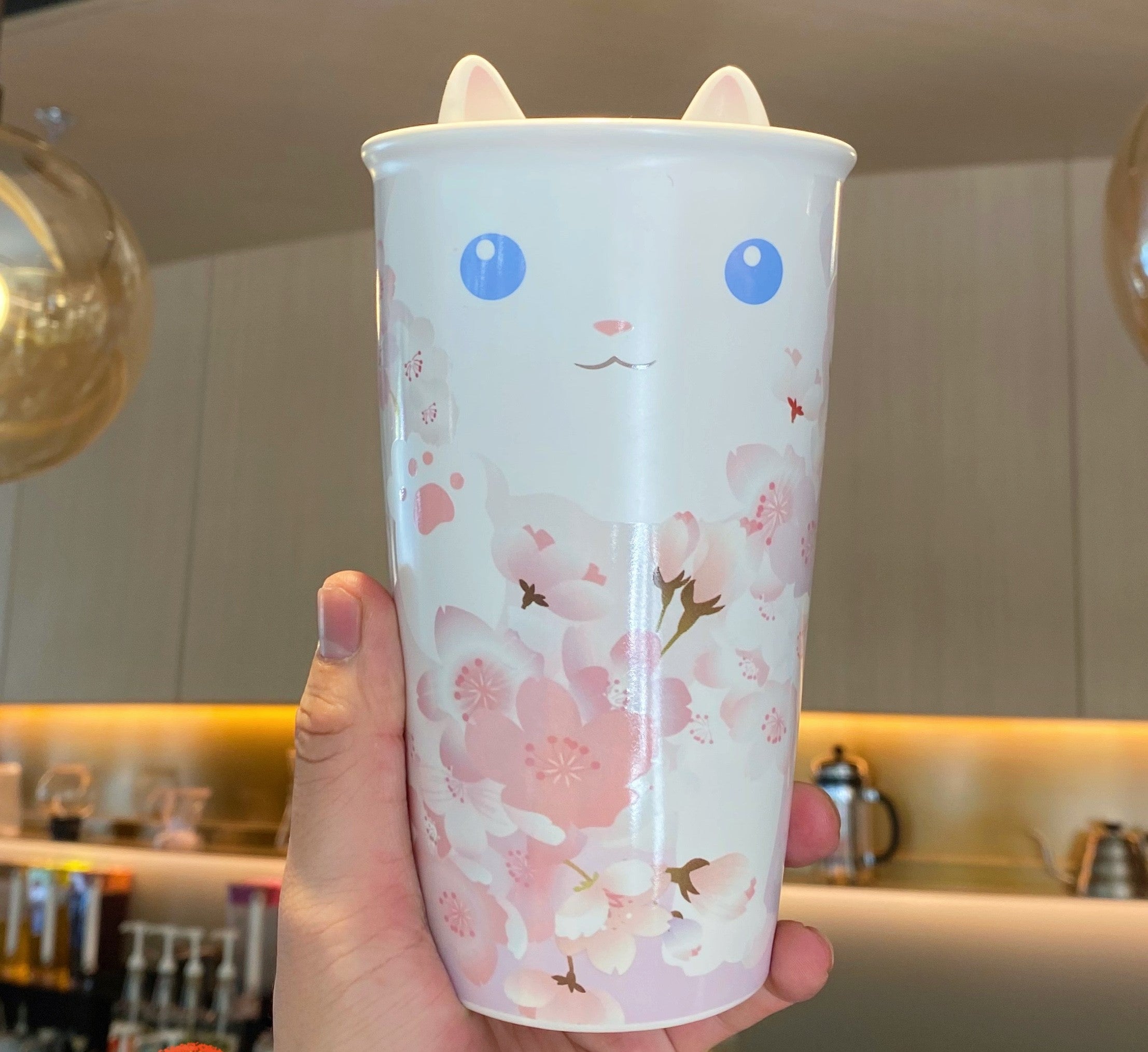 Starbucks 2024 China Sakura Ceramic Cat Tumbl