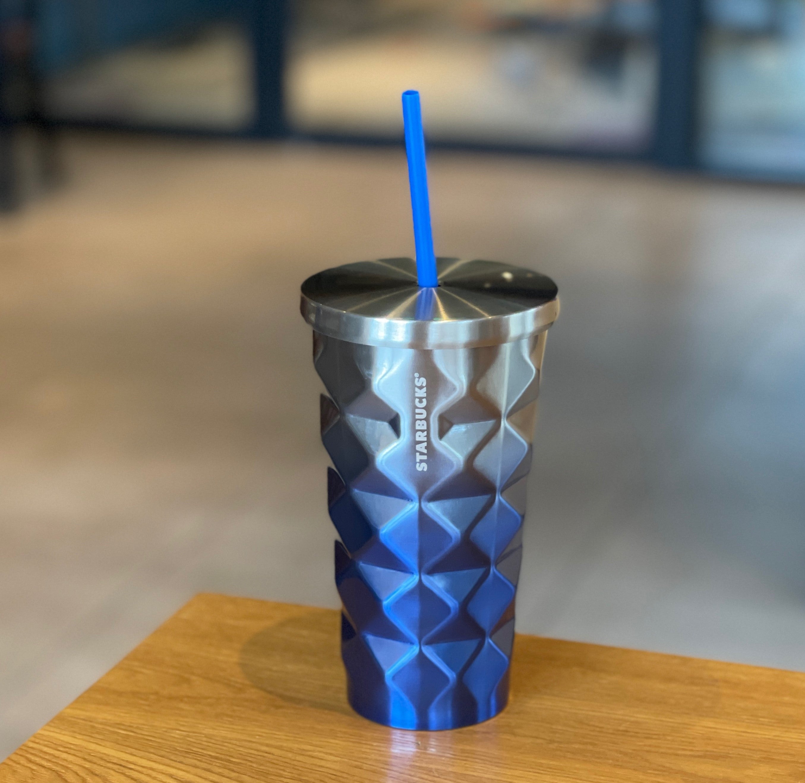 2022 China Blue Gradient Stainless Steel 16oz Straw Cup Tumbler