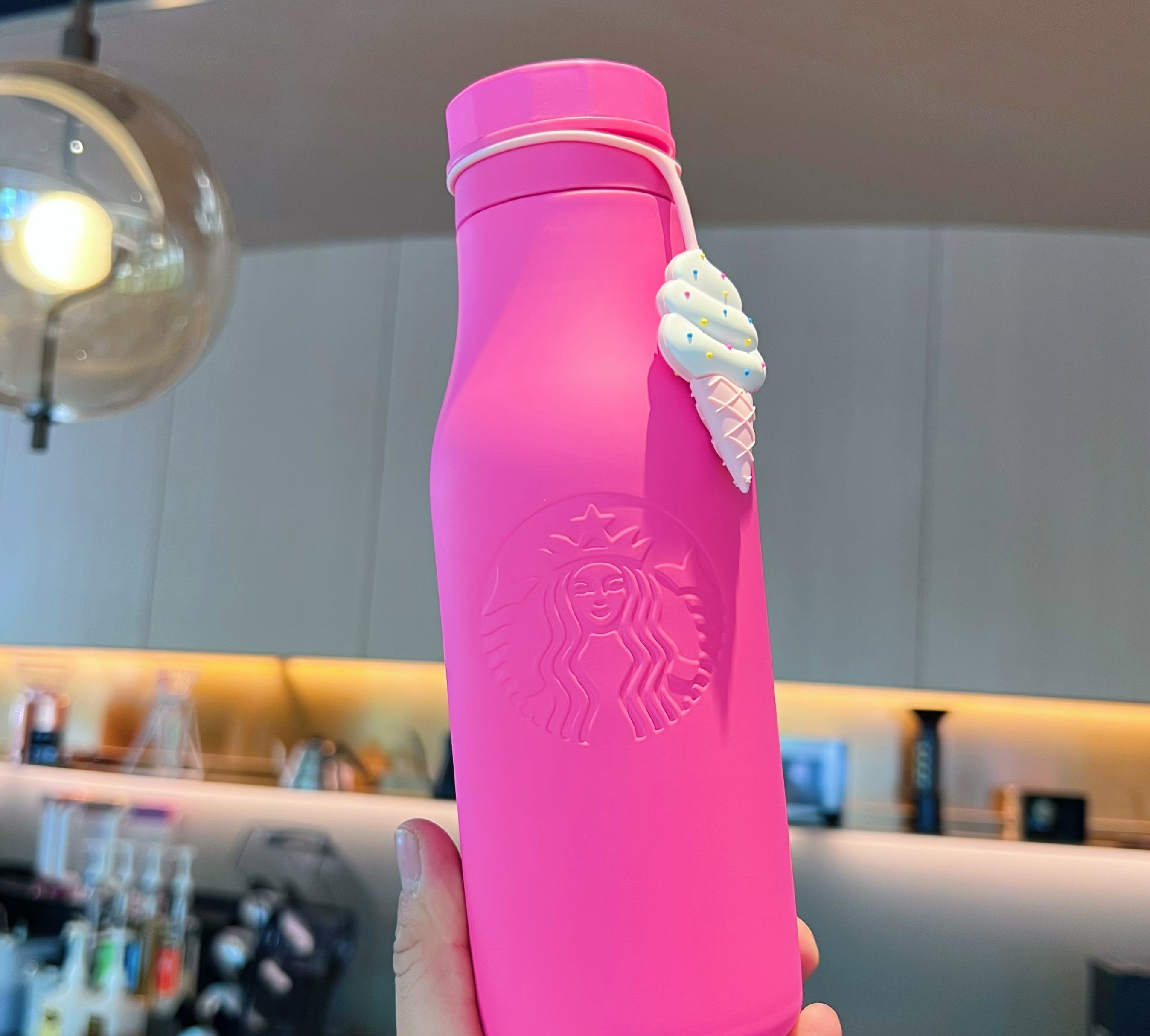 Starbucks Summer Pink 16oz Bottle With Ice Cream Decor Stainless Steel