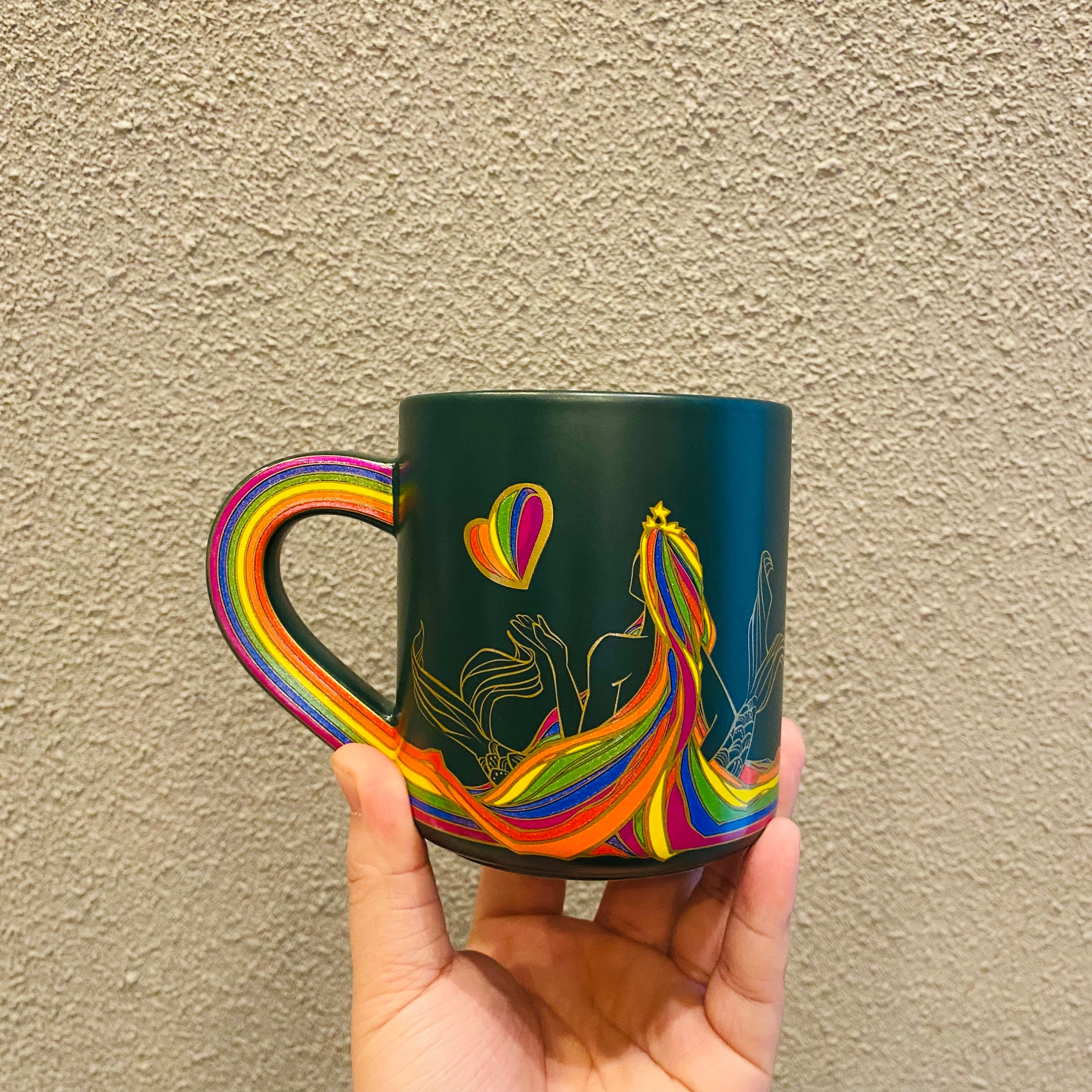 Starbucks Rainbow Love 16oz Ceramic Coffee Mug Cup