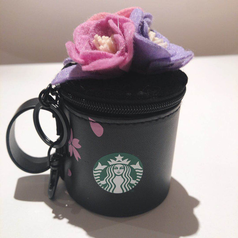 Starbucks Cherry Blossom Coin Purse Black White Keychain Pendant –  Yvonne12785