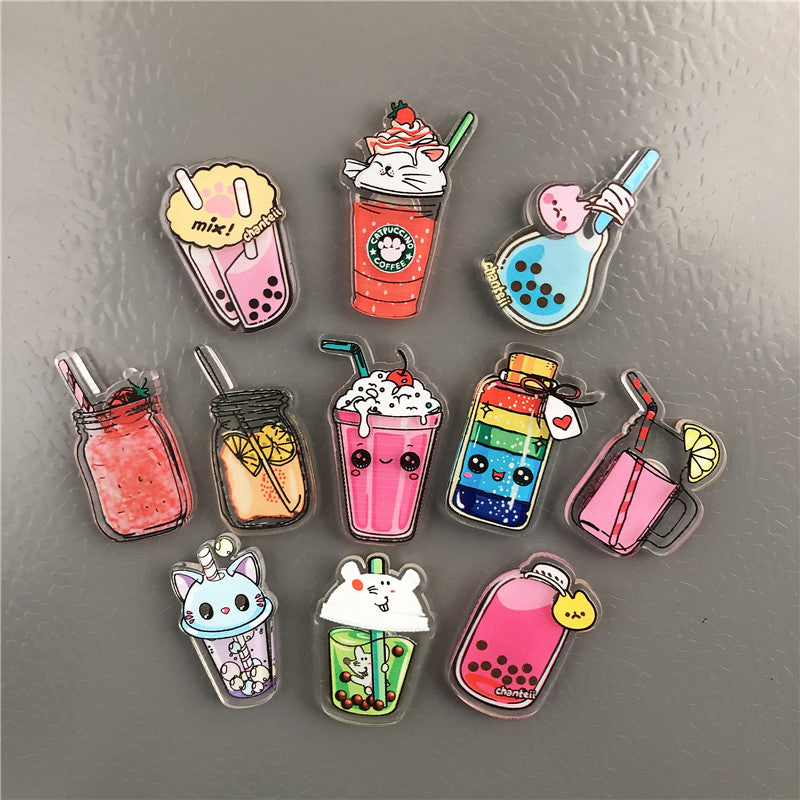 Milk Tea Coffee Cute Cup Decoration Magnets Set Of 11 Pcs