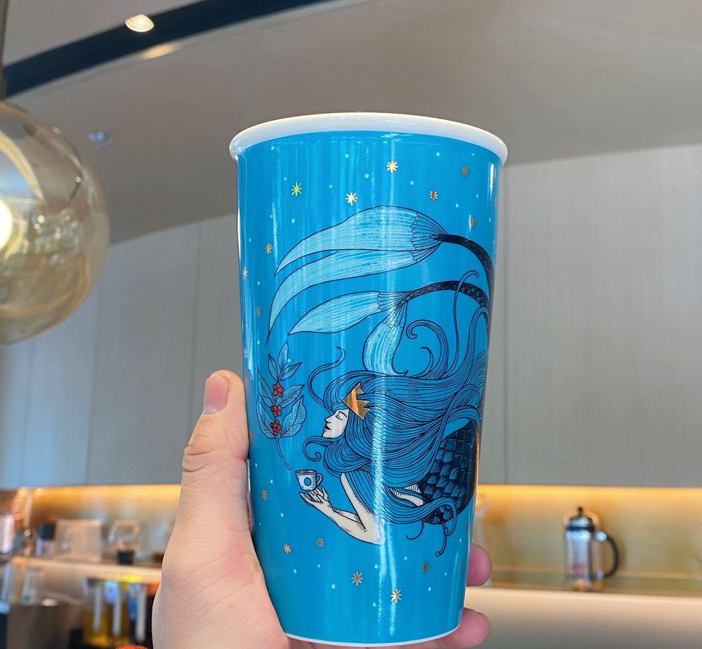 Starbucks Kitchen | Starbucks Icicle Blue Mermaid Ceramic Tumbler | Color: Blue/Gold | Size: Os | Vanchloe's Closet