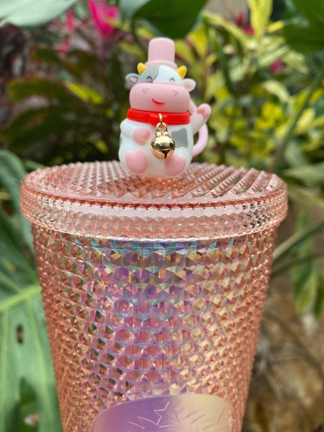 Starbucks 2021 China Christmas Pink Glitter Diamond Studded 24oz Cup Tumbler