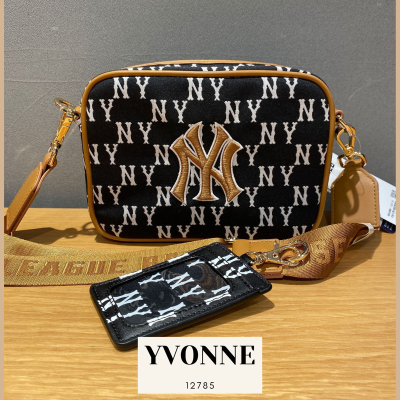 MLB NY Yankees Monogram Jacquard Mini Cross Bag Black/White
