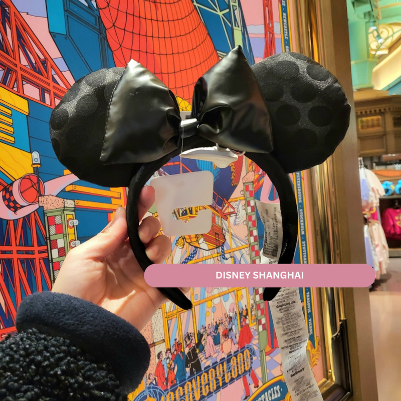 Disney Black Punk Minnie mouse ear Headband Shanghai Disneyland