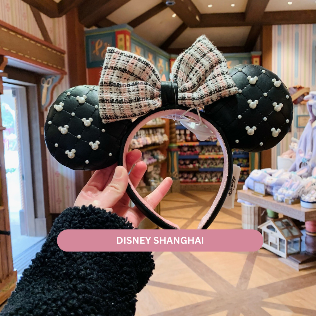 Disney Black Punk Minnie mouse ear Headband Shanghai Disneyland