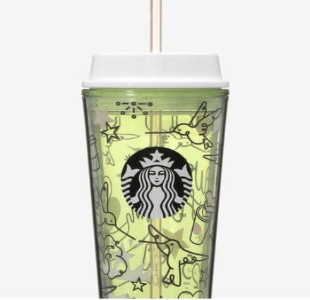 Starbucks 2021 Japan 25th Anniversary Hummingbird Green Bird 16oz Plastic Straw Cup