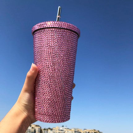 Glitter Tumbler With Lid And Straw, Stainless Steel Thermal Water