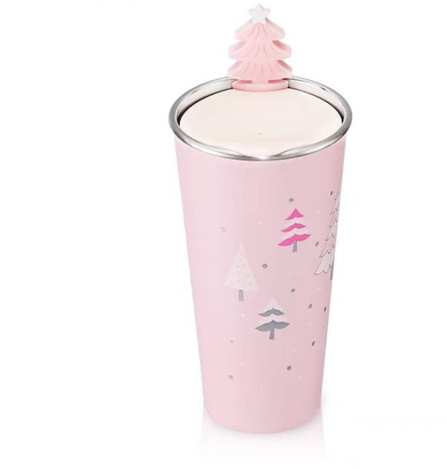 Starbucks Pink Christmas 16oz Stainless Steel Cup With Lid