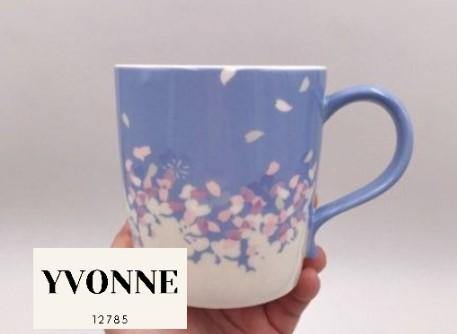 Starbucks China 2020 Cherry Blossom Blue Ceramic Coffee Cup 12oz Mug - Yvonne12785