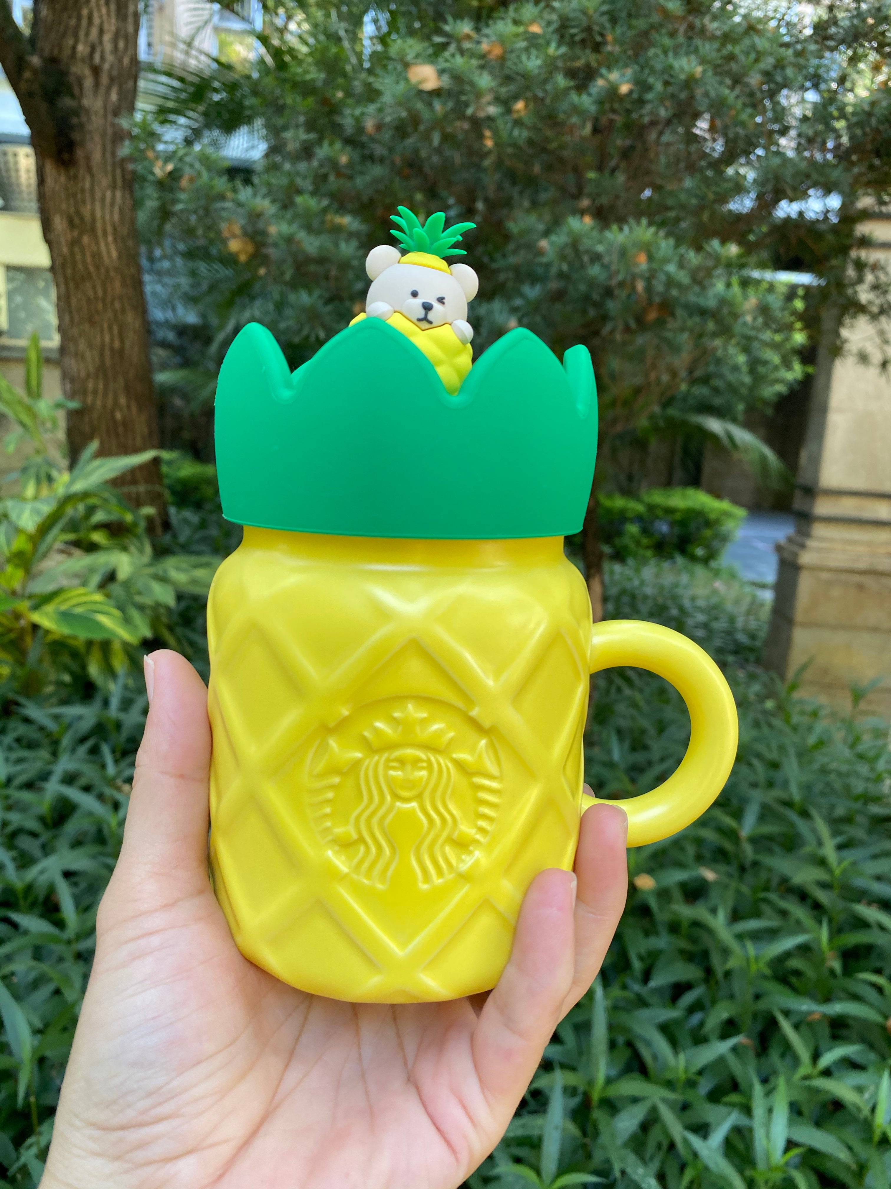 Starbucks 2021 China Summer Pineapple Bear Style 16oz Ceramic Mason Cup