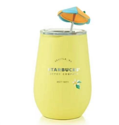 Starbucks 2021 China Summer Colorful Jungle Style Stainless Steel Mug Yellow Cup