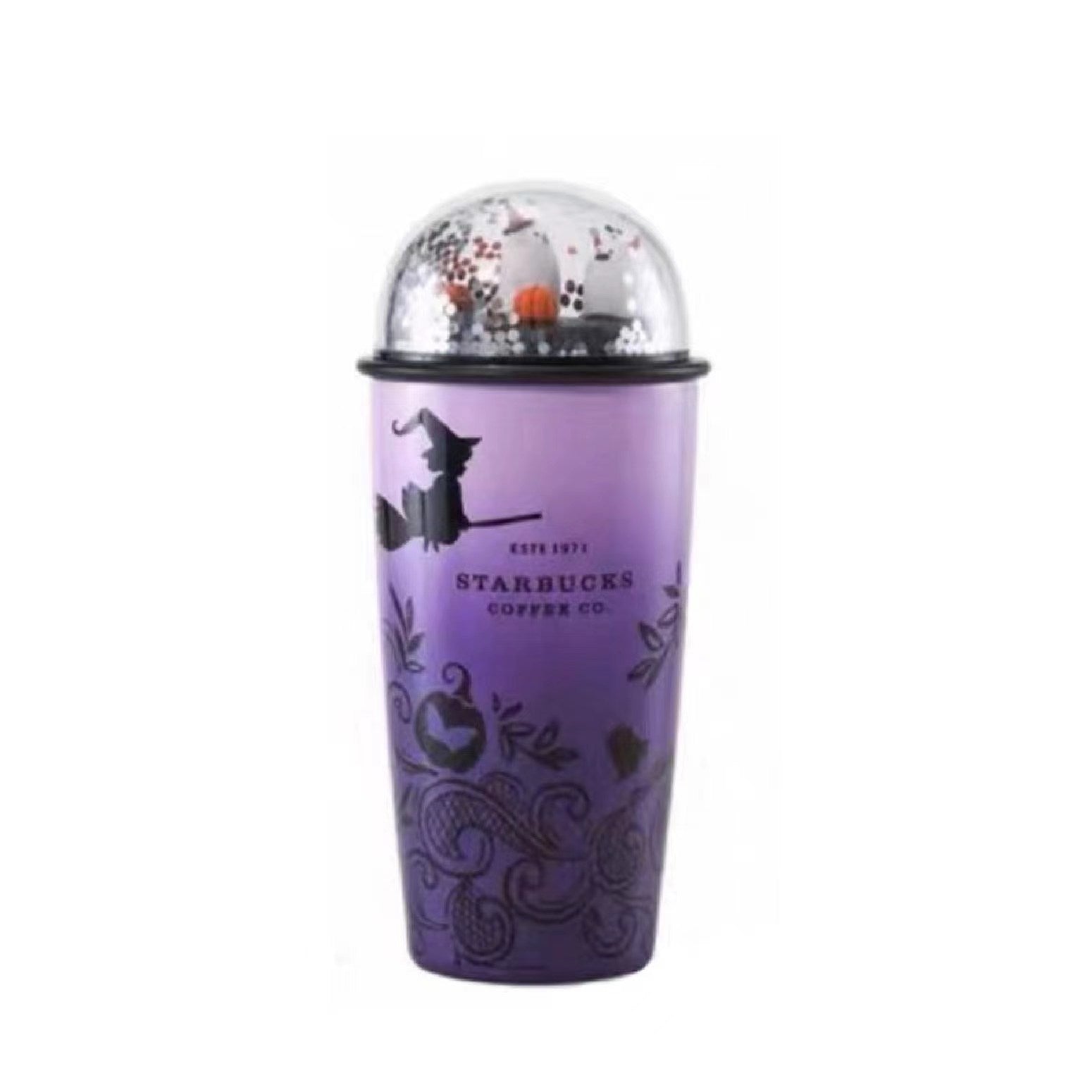 PRE ORDER China 2022 Halloween Purple Glitter Dome Stainless Steel Straw Cup