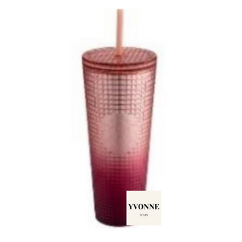 PRE ORDER 2023 Starbucks Taiwan Powder Gradient Grid 24oz Straw Tumbler