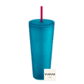 Starbucks Teal Turquoise Green Blue Wave Tumbler Traveler Cold Cup 24oz  Venti