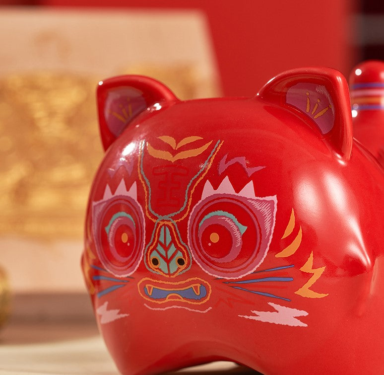 China 2022 Year Of The Tiger Red Piggy Bank