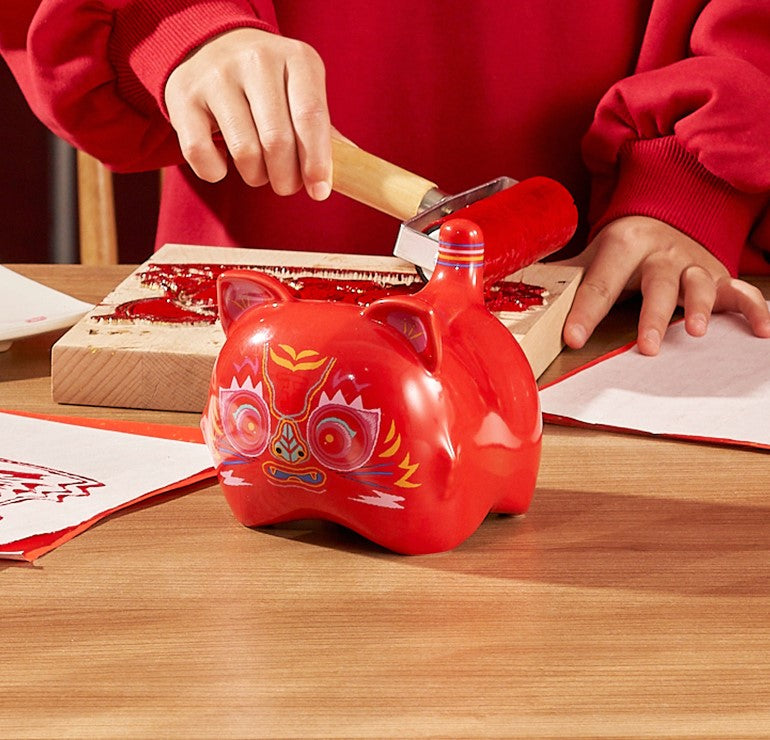 China 2022 Year Of The Tiger Red Piggy Bank