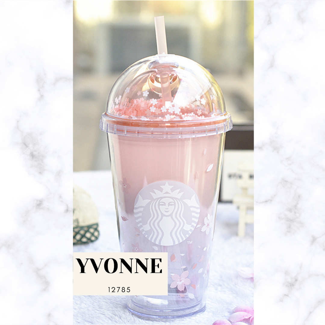 Starbucks Korea 2021 Pink Cherry Blossom 16oz Dome Straw Cup Tumbler