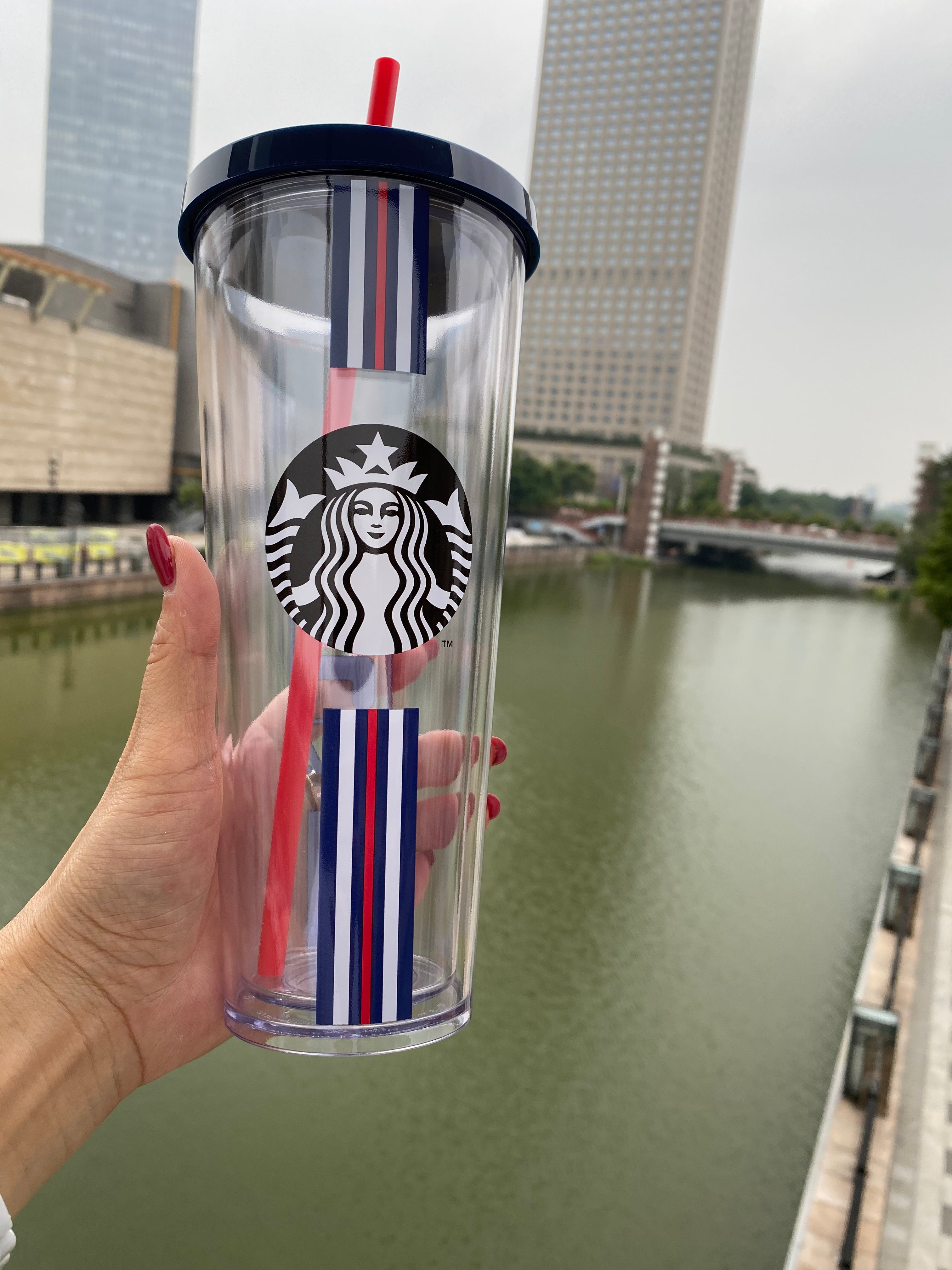 Starbucks 2021 Korea Starbucks x Fila 24oz Plastic Straw Tumbler