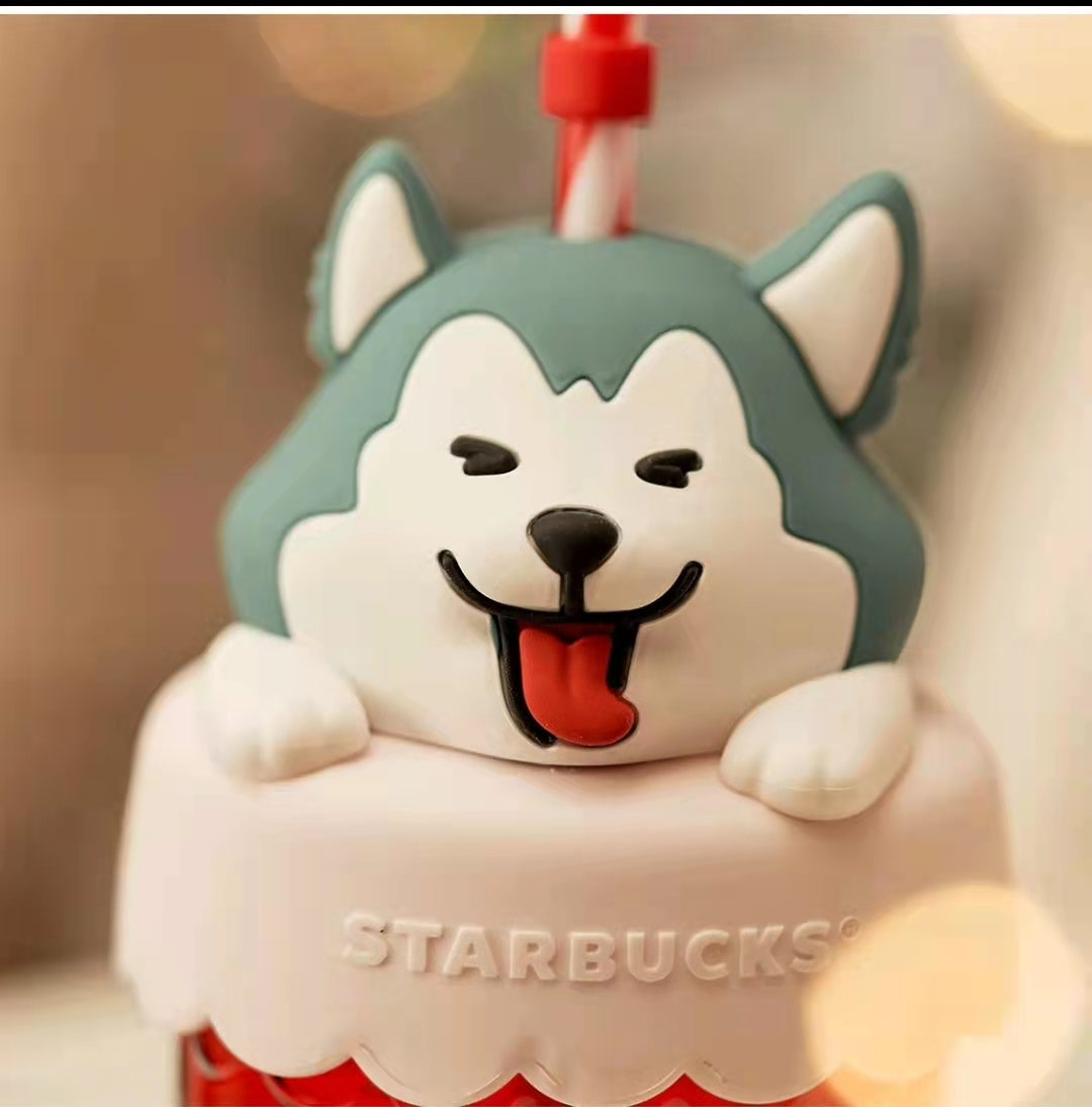 Sale Starbucks 2021 China Red Christmas Stocking 20oz Dog Glass Straw Cup