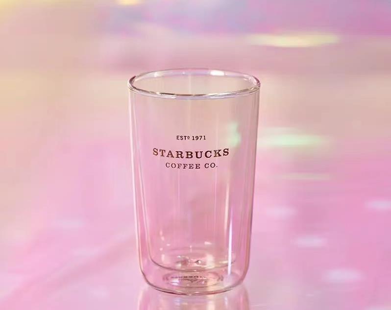 Starbucks China 2021 Pink Grey Gradient Double Wall Glass 12oz Cup