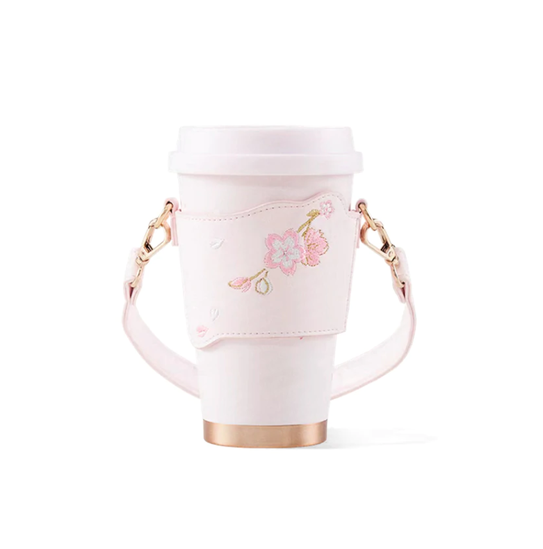 Starbucks 2022 China Pink Sakura 12oz Stainless Steel Cup with Cup Holder