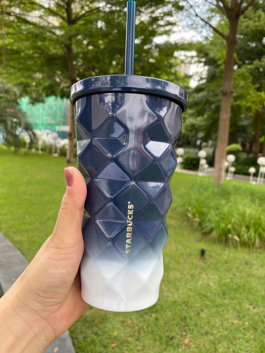 Starbucks 2021 Taiwan Starry Night Blue Pineapple 16oz Stainless Steel Straw Tumbler