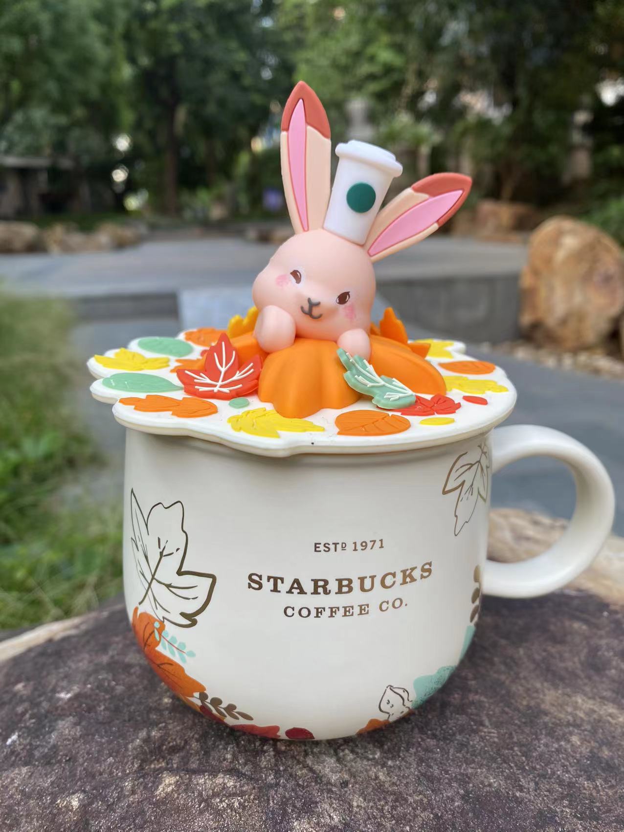 New Starbucks Mug Autumn 355ml Cute Fox Mug Coffee Cup Ceramic Cup Lid 12oz