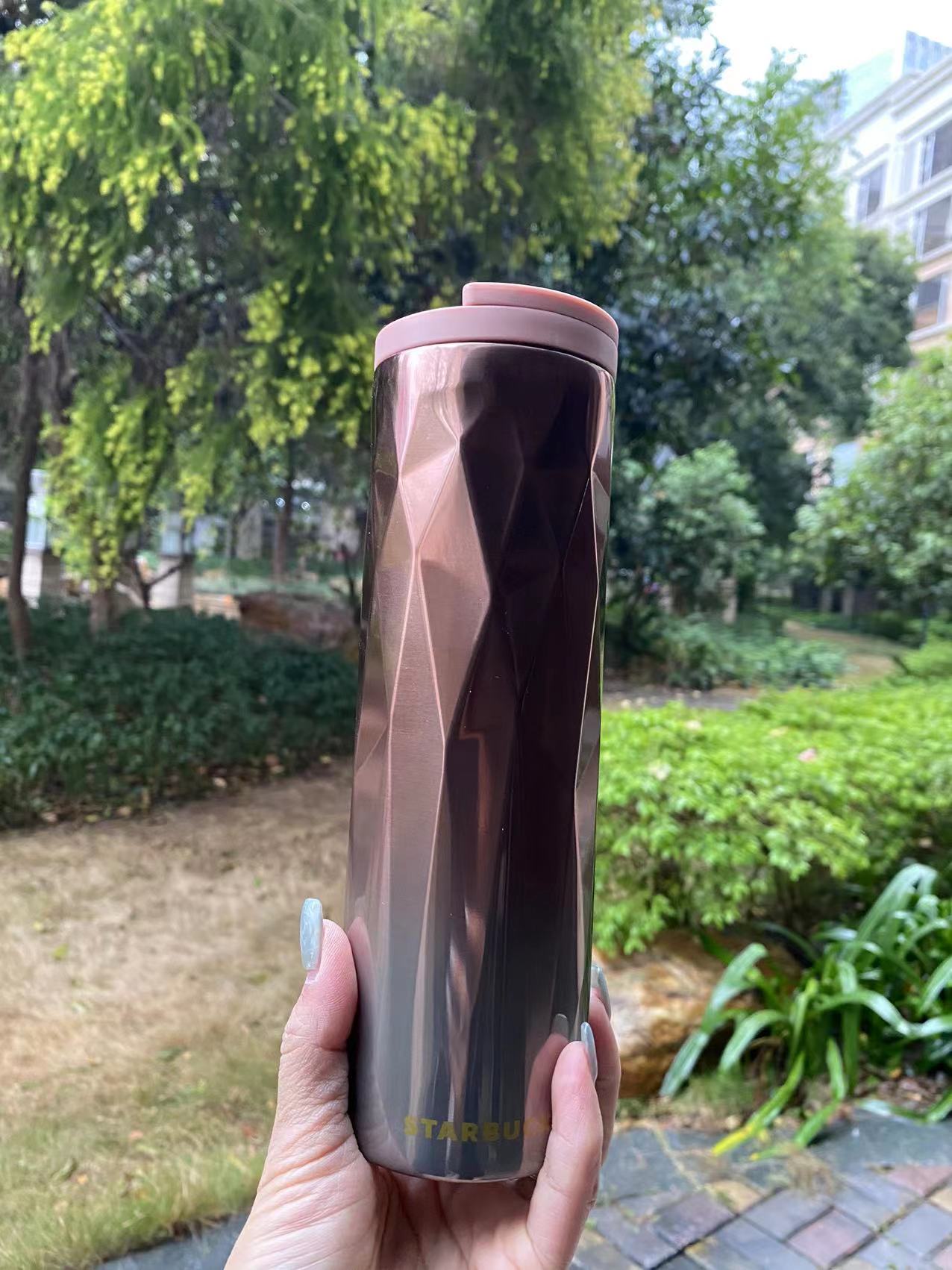 Starbucks China 2021 Pink Grey Gradient Stainless Steel 16oz Tumbler