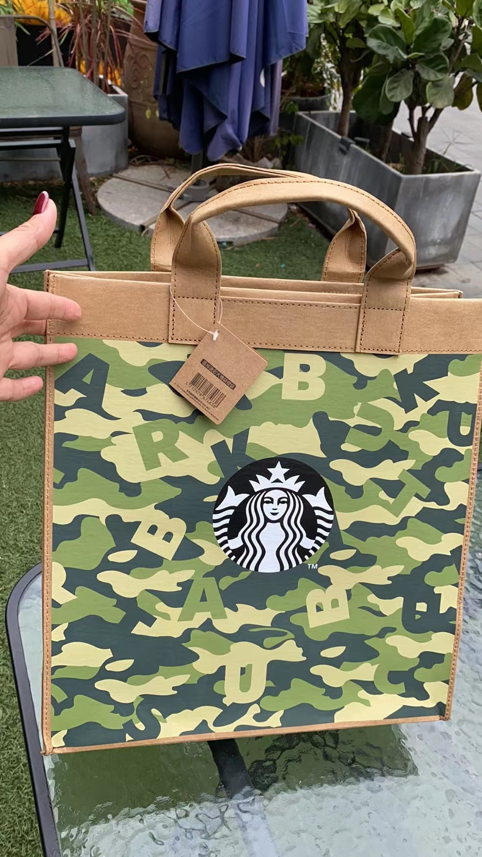 Starbucks 2022 Taiwan Camo Green Set With Jelly Green Studded And Camo Bags