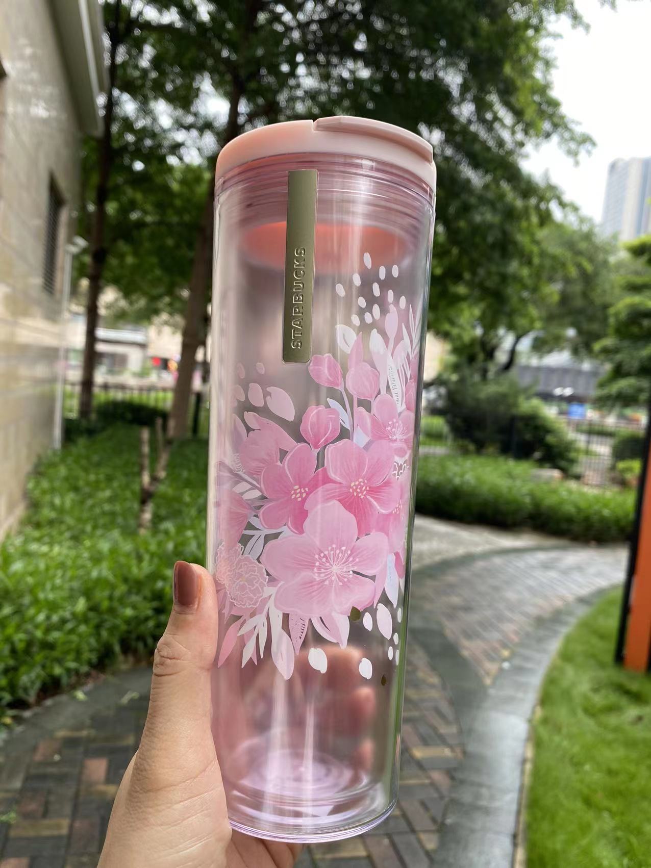 Starbucks China 2020 Cherry Blossom Pink Plastic Cup 16oz