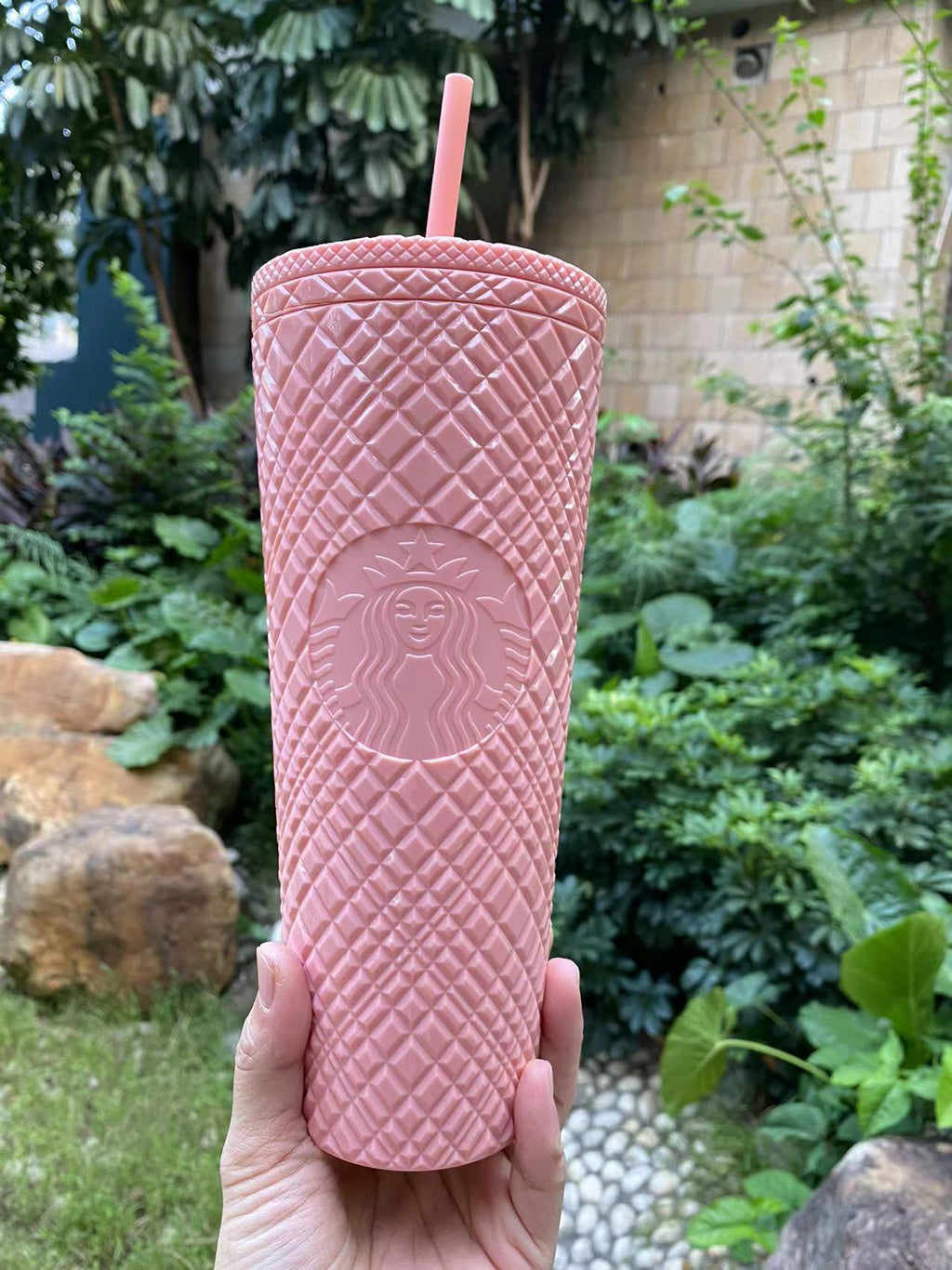 Starbucks Taiwan coral pink / Mint blue 24oz jeweled straw cups
