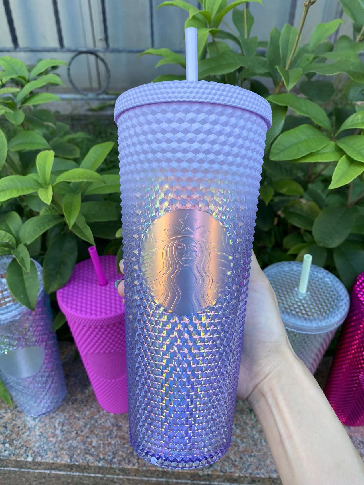 Starbucks 591ml/20oz Gradient Purple Jewelled Straw Cup