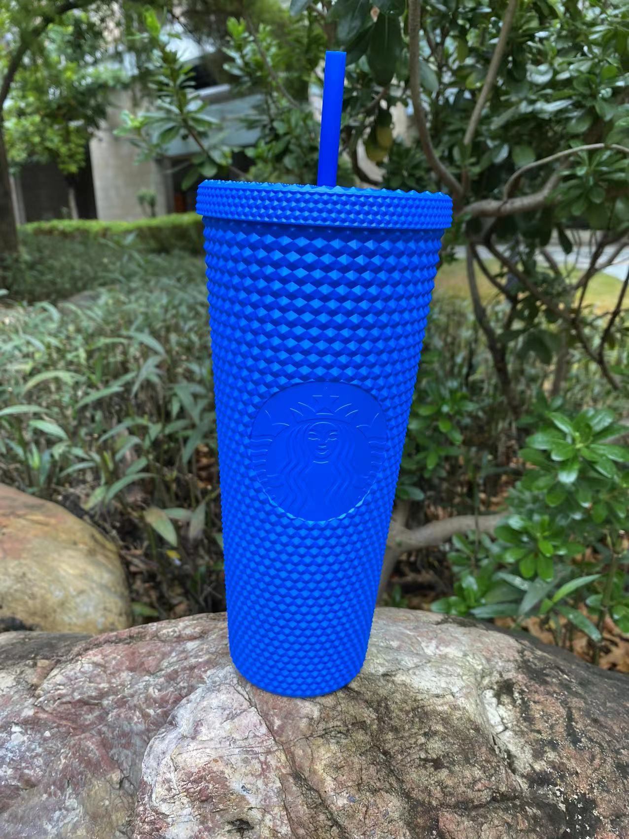 2022 Christmas China Klein Blue Studded 24oz Tumbler Straw Cup