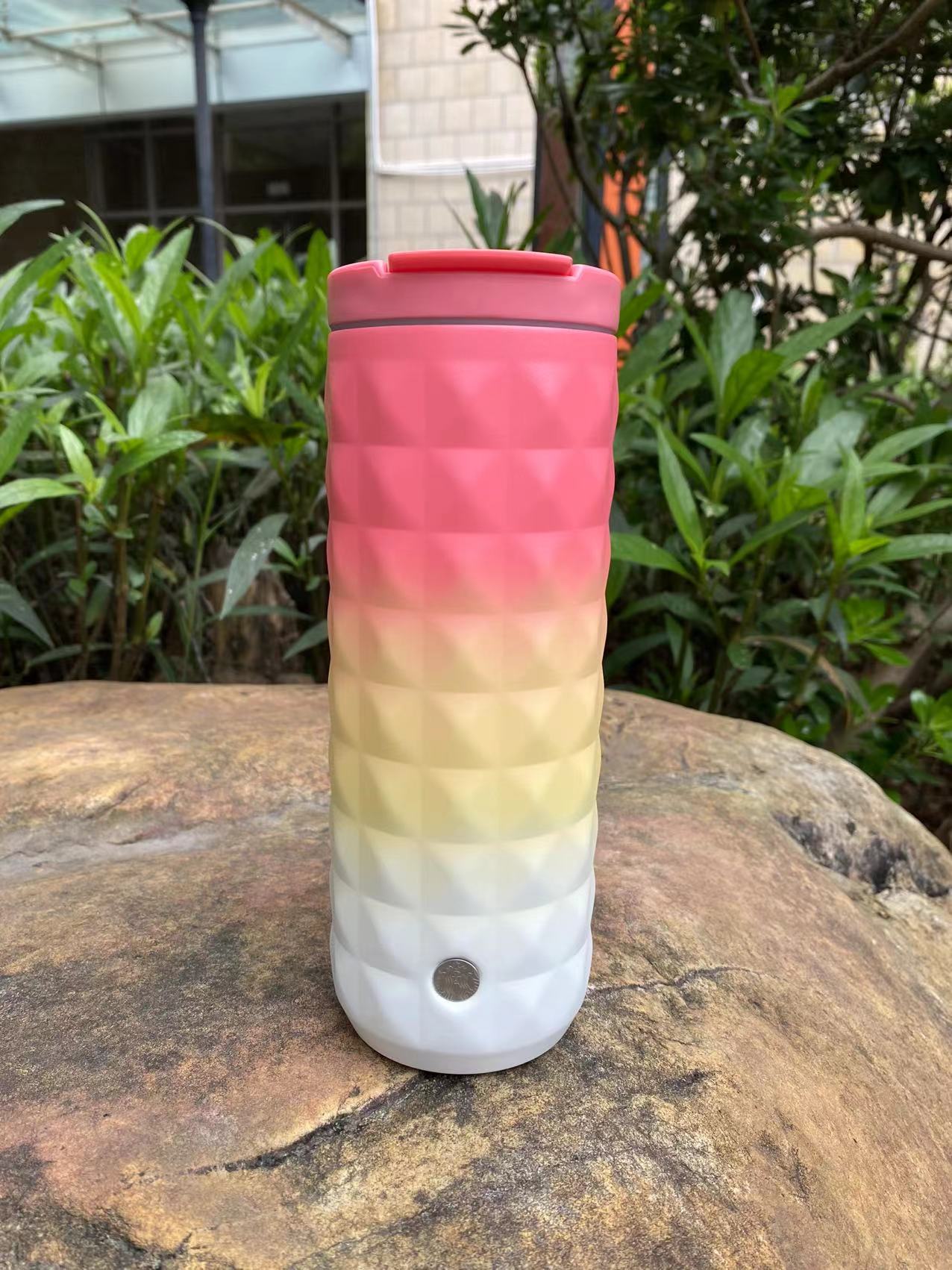 2022 China Sun Gradient Pink Yellow Stainless Steel 16oz Cup