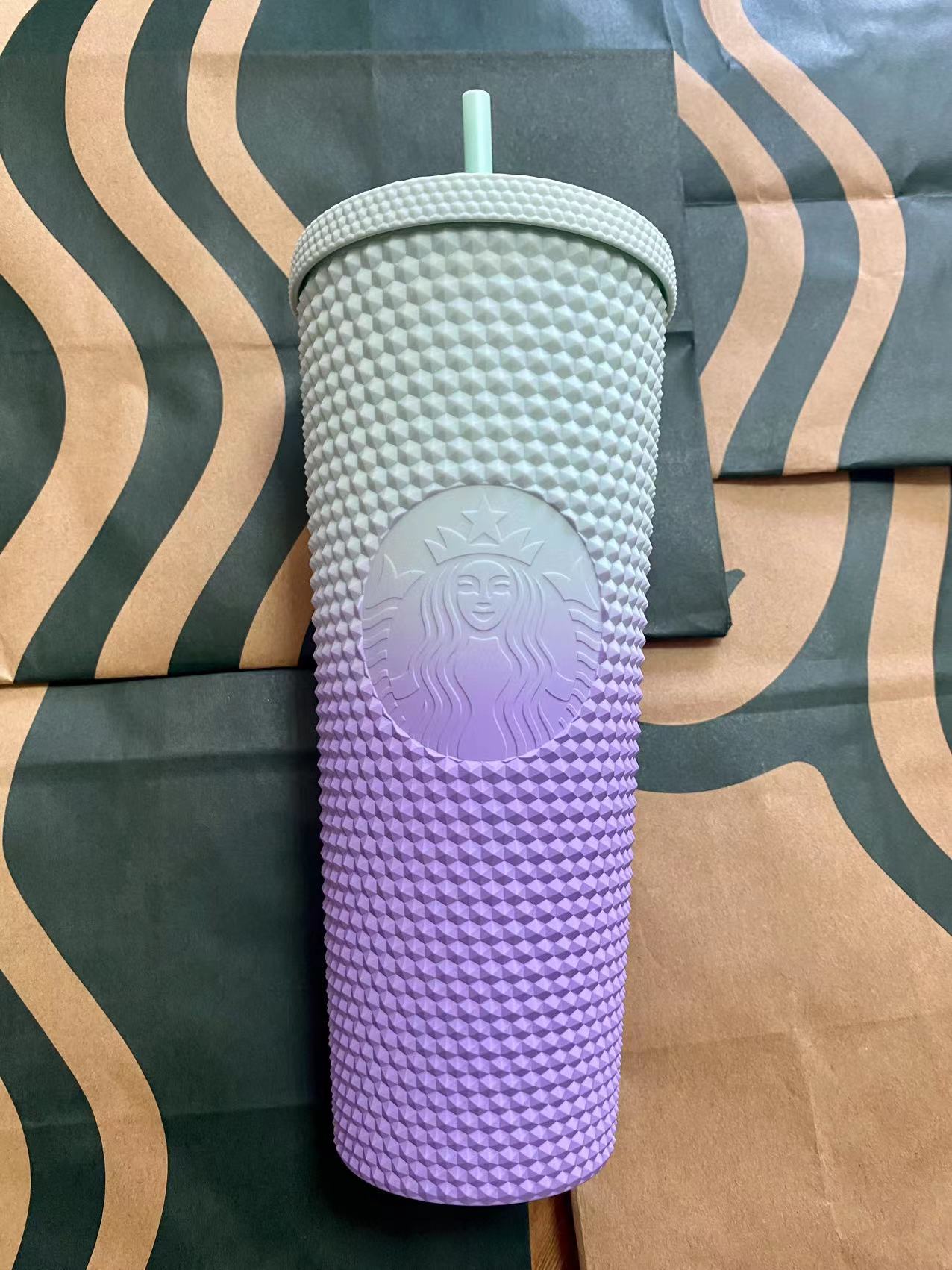 Starbucks sold lilac & mint & black studded tumbler