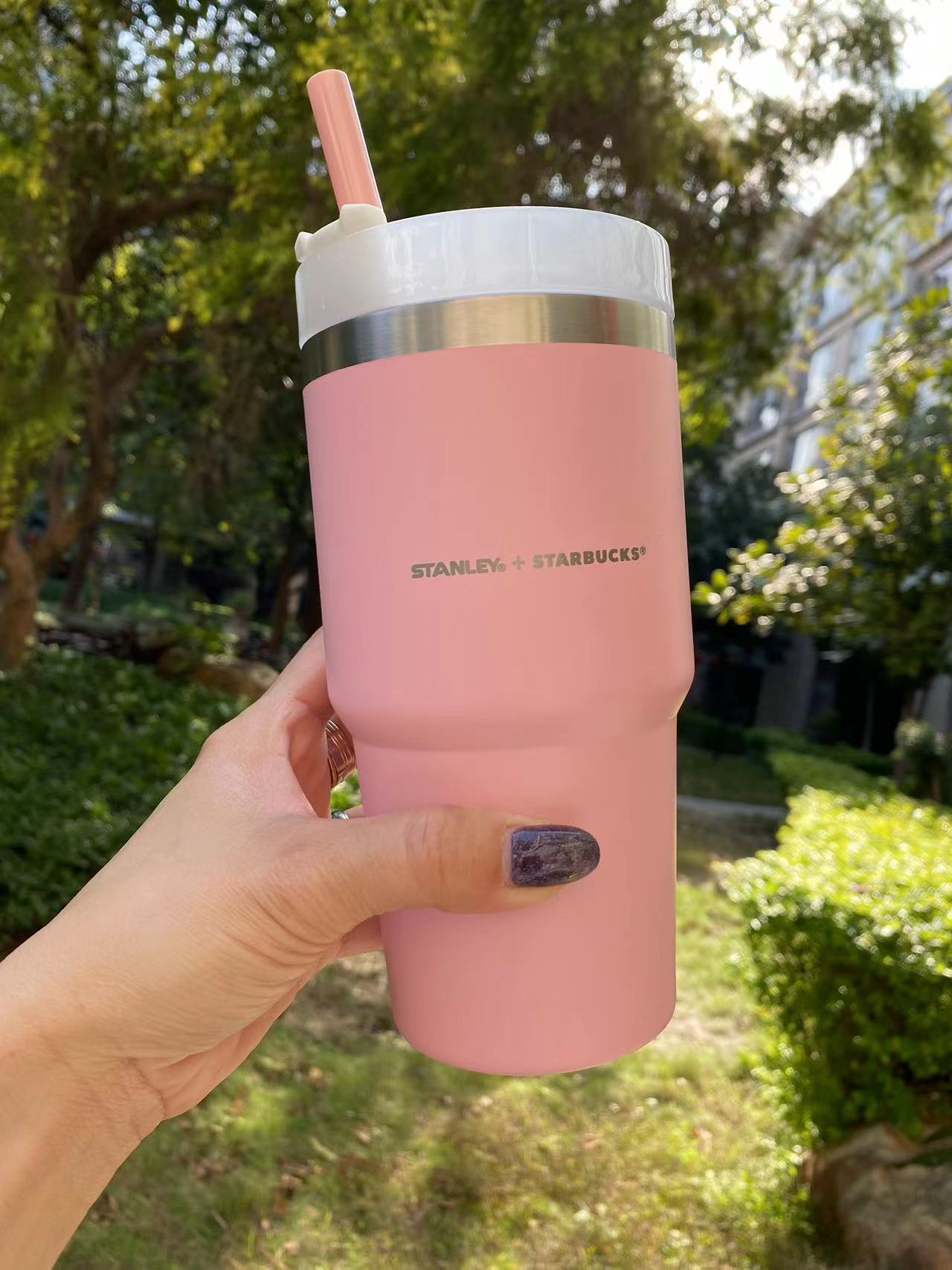 PRE ORDER 2023 Starbucks X Stanley Taiwan Valentine's Day Pink Baby Powder 16oz Straw Cup