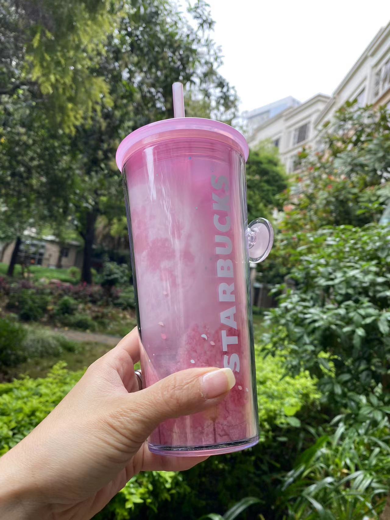 PRE ORDER 2023 Starbucks Korea Spring Pink Cherry Blossom Finger Buckle Pop Socket 16oz Straw Cup Tumbler