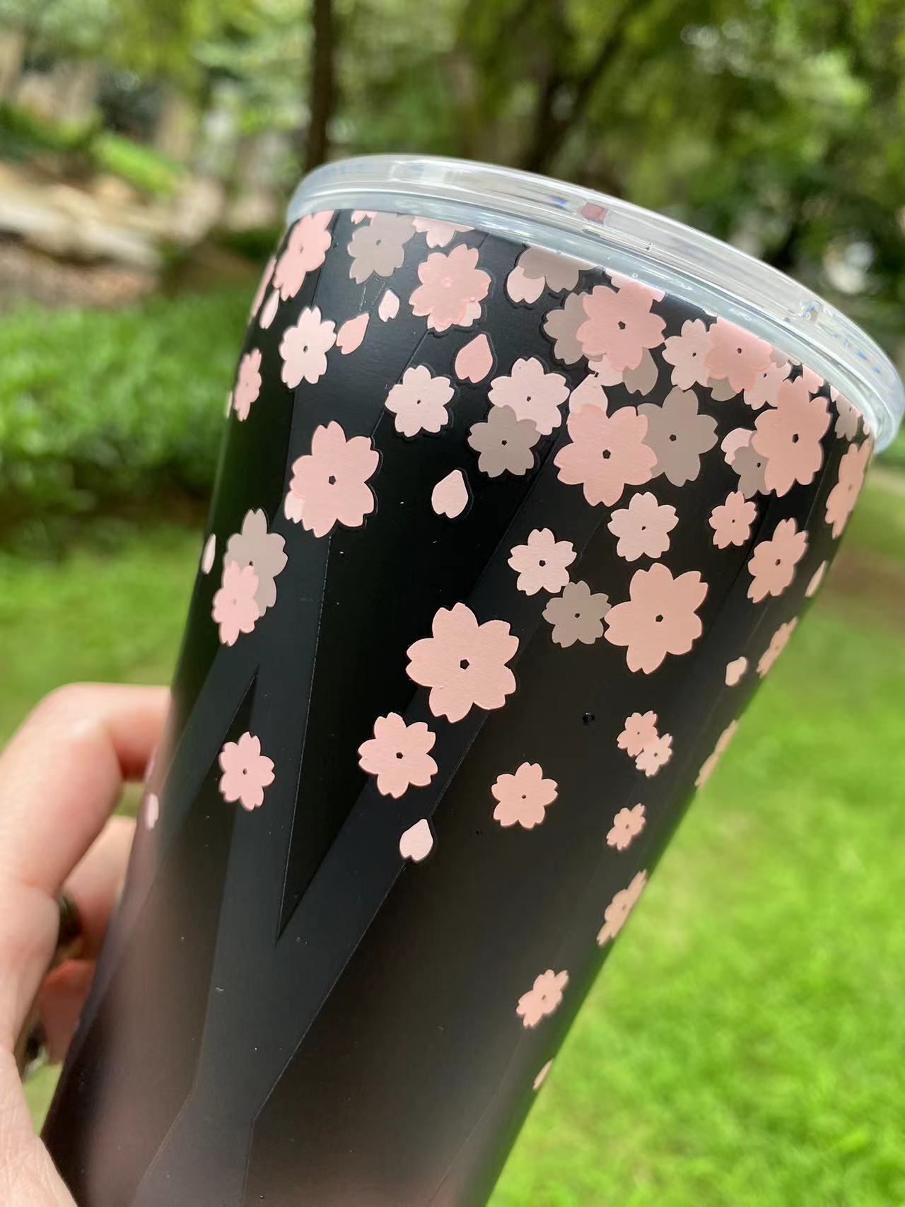 2023 Starbucks Glass Cup 13oz Tumbler Coffee Cup Pink Sakura +