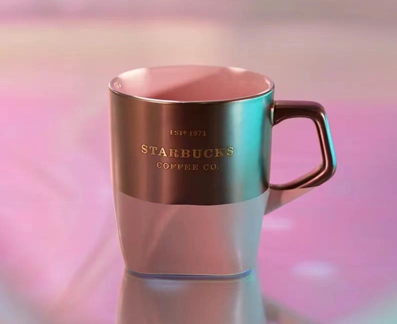 Starbucks China 2021 Pink Grey 12oz Ceramic Mug Coffee Cup