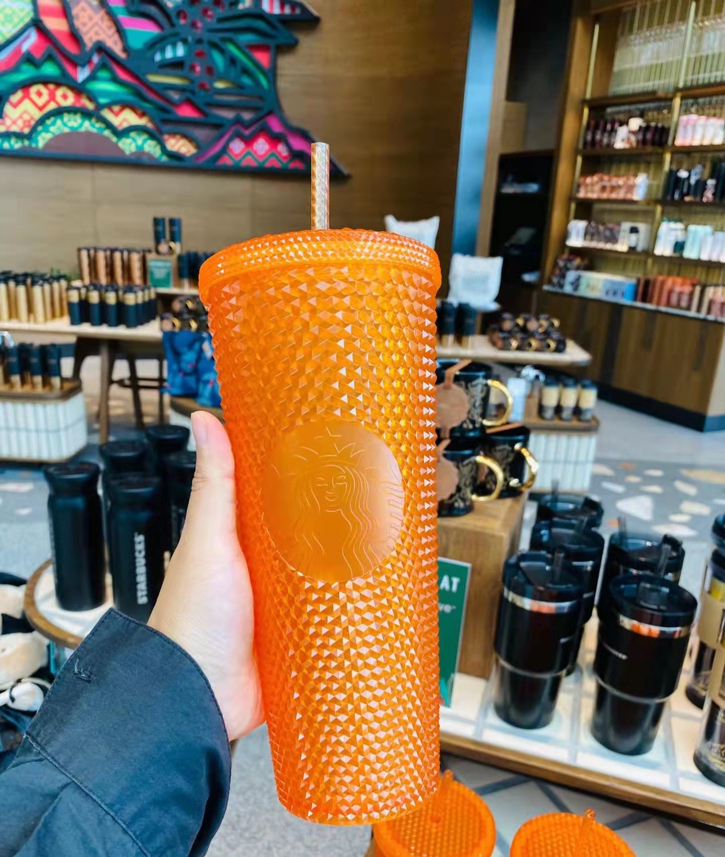 Starbucks Orange Bling Studded Tumbler, Thailand 2024