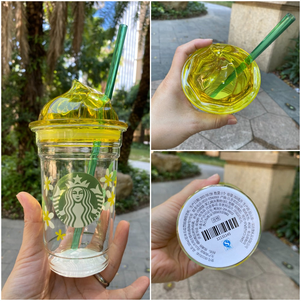 Starbucks 2021 China Summer Frappuccino Shaped 12oz Glass Straw Cup