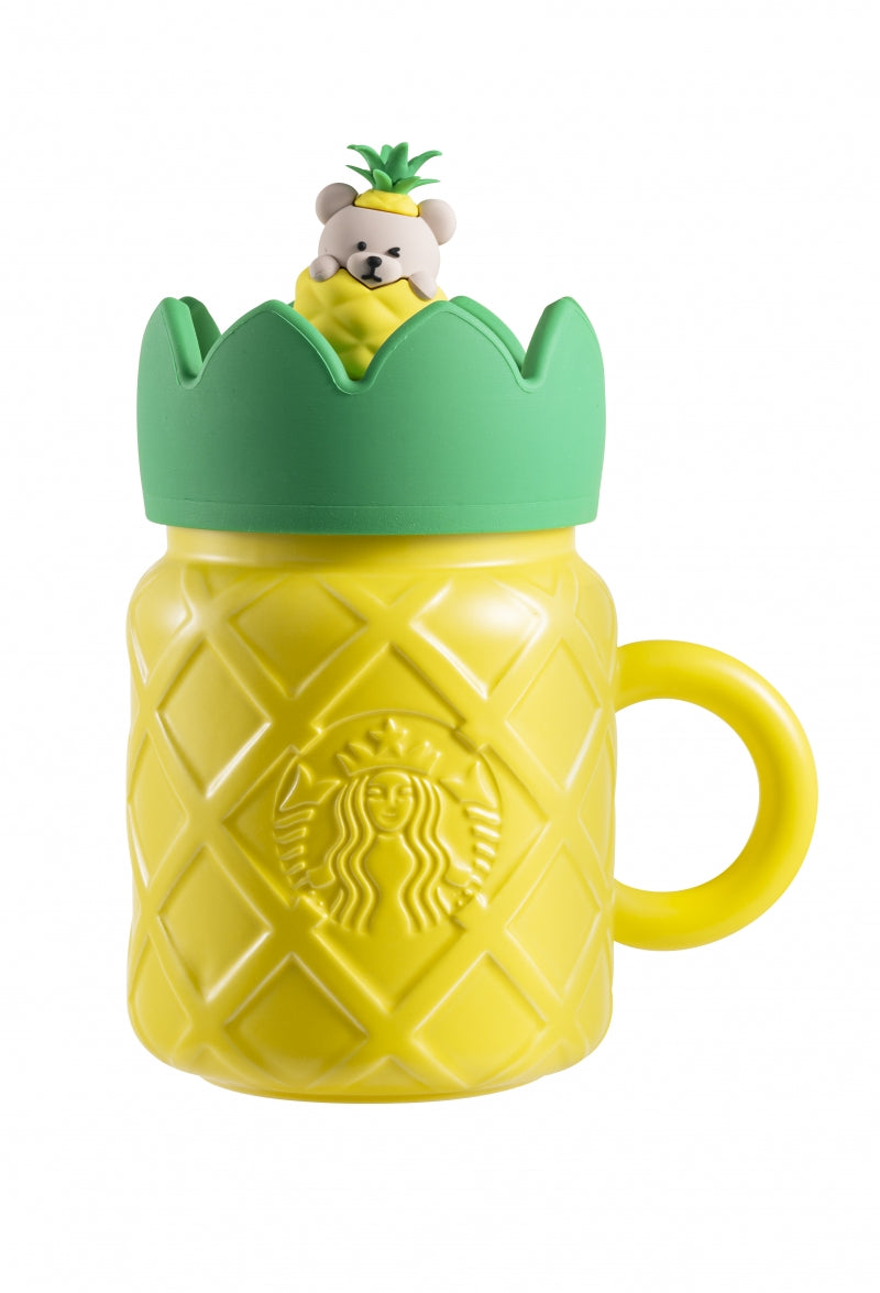 Starbucks 2021 China Summer Pineapple Bear Style 16oz Ceramic Mason Cup